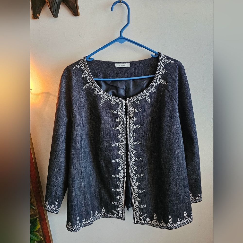 Dressbarn Embroidered A-line Southwestern Denim Jacket Size 20W Plus Size